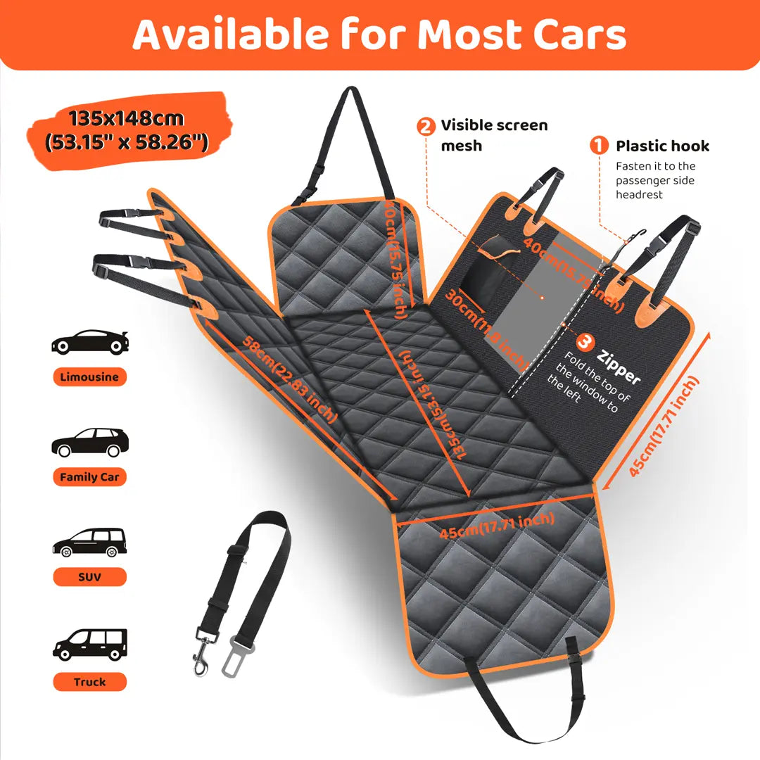 Protector Impermeable para Asiento Trasero de Auto para Mascotas