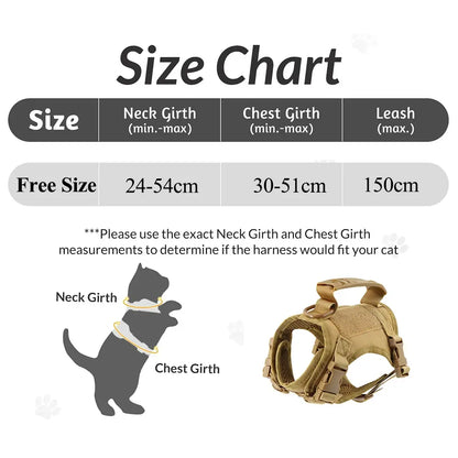 Arnés Táctico Ajustable para Perros Pequeños y Gatos