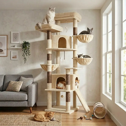 Torre Rascadora Premium de 76 Pulgadas para Gatos Grandes