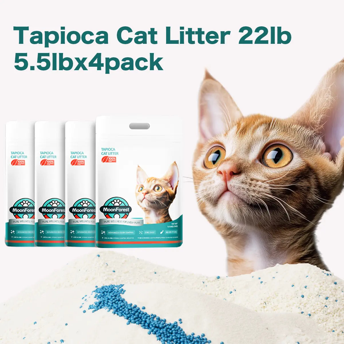 Arena Sanitaria de Tapioca MoonForest para Gatos con Control de Olores