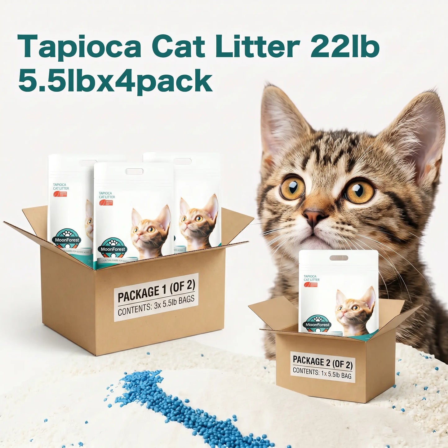 Arena Sanitaria de Tapioca MoonForest para Gatos con Control de Olores
