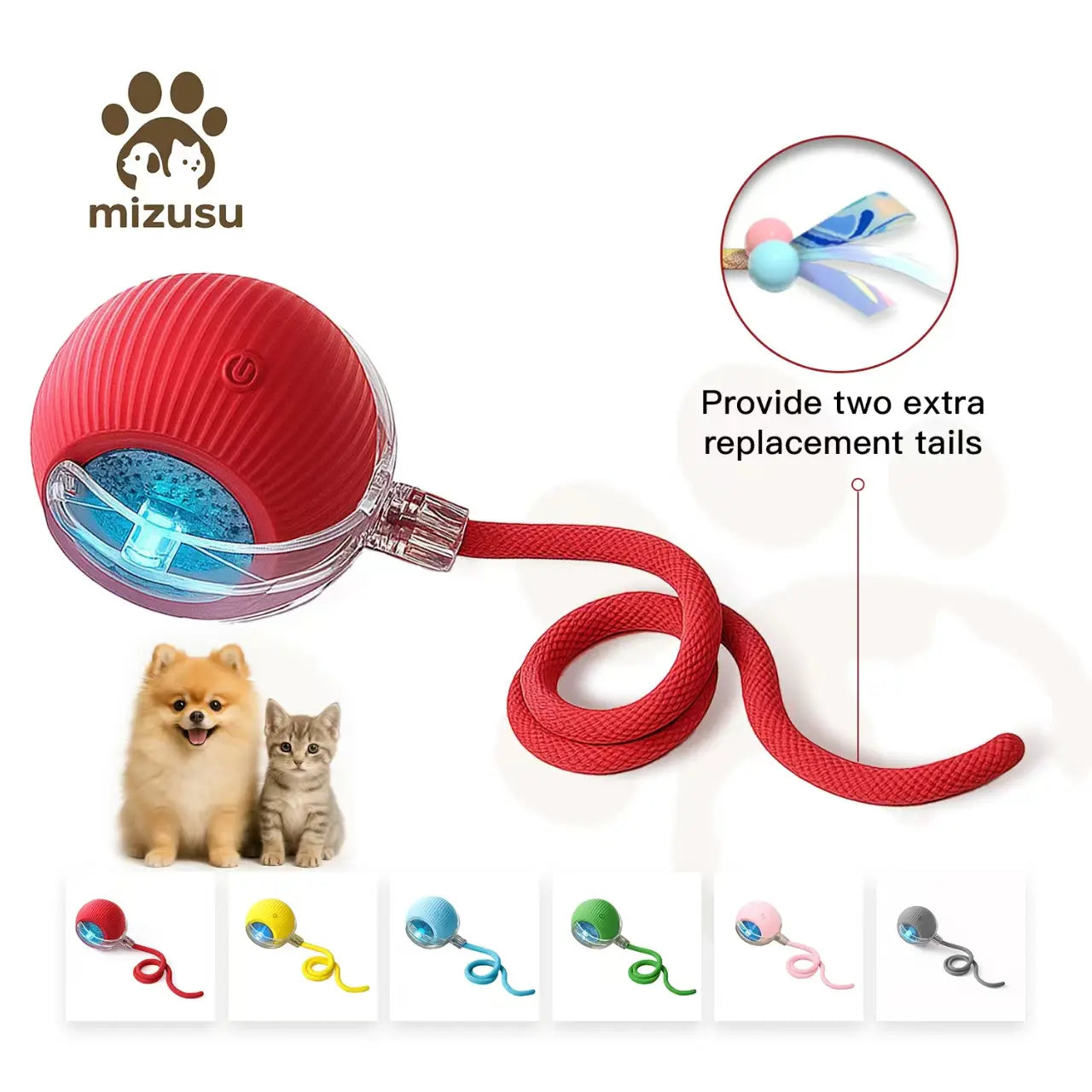 Pelota Interactiva Recargable para Perros y Gatos con Cola Móvil