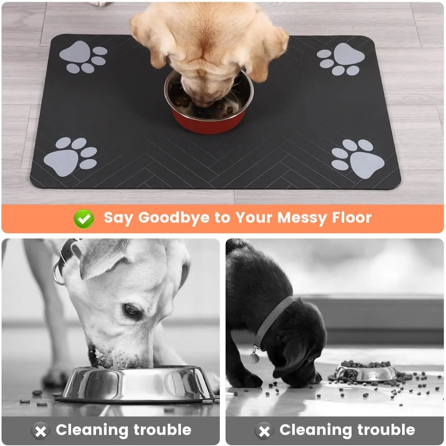 Tapete Absorbente Impermeable para Comida y Agua de Mascotas