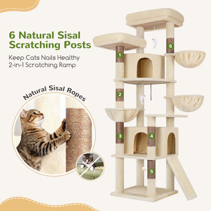 Torre Rascadora Premium de 76 Pulgadas para Gatos Grandes