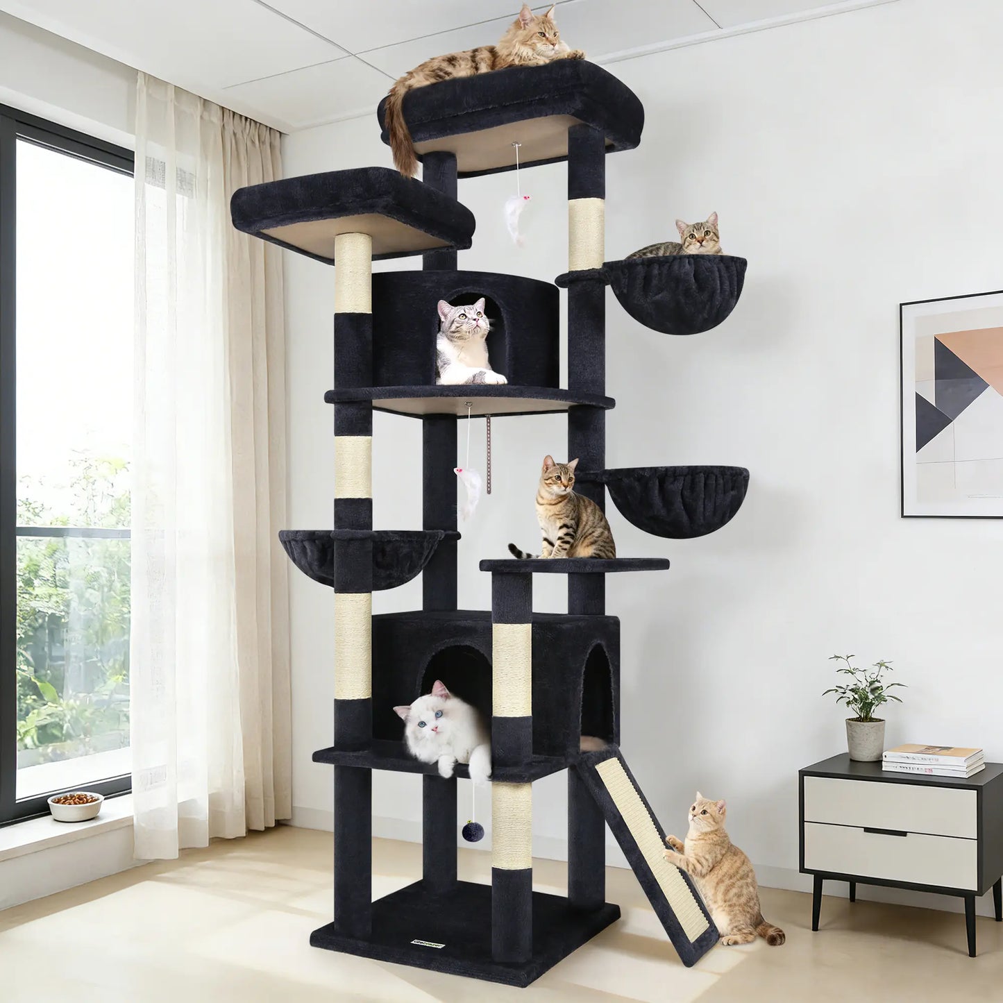 Torre Rascadora Premium de 76 Pulgadas para Gatos Grandes