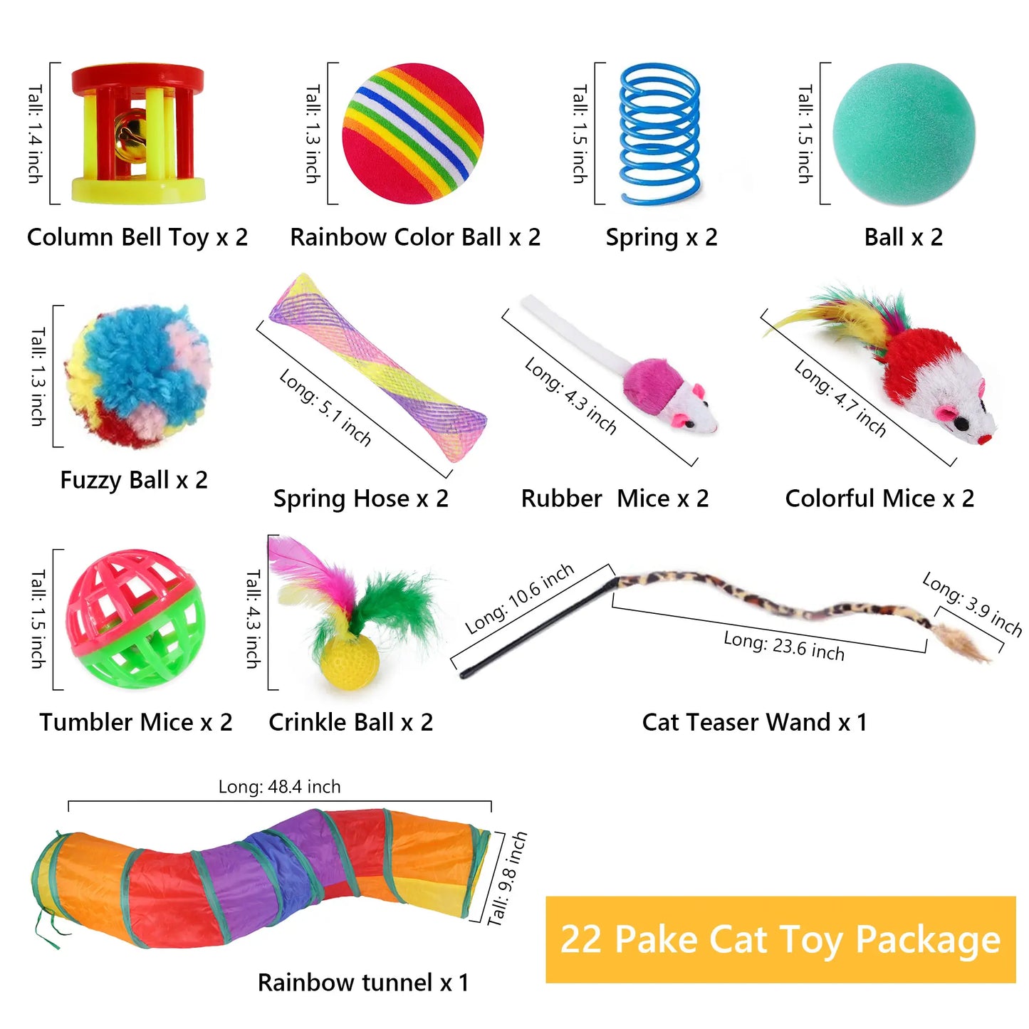 Set de 22 Juguetes Interactivos para Gatos con Túnel de Juego