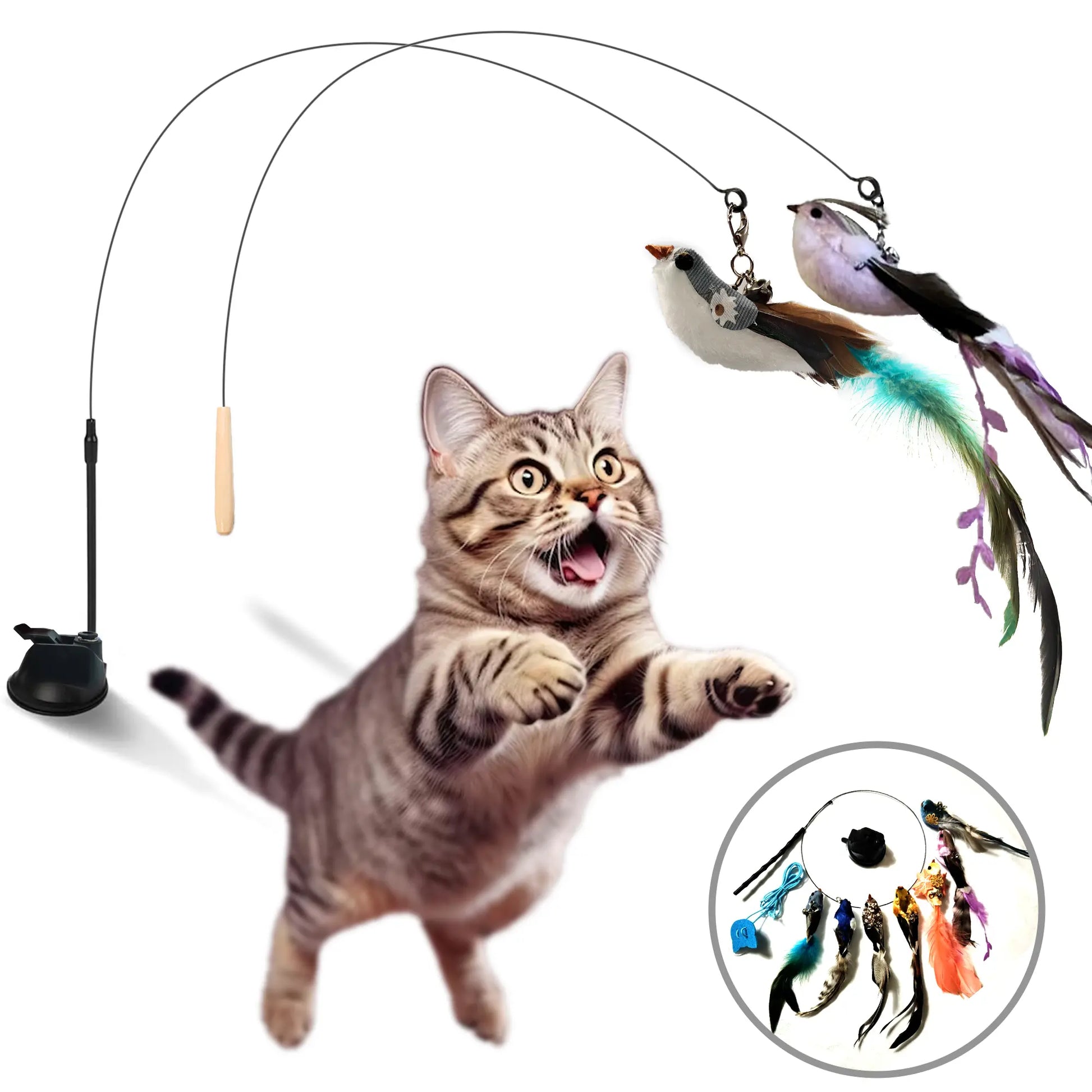 Juguete Interactivo 10 en 1 para Gatos con Ventosa