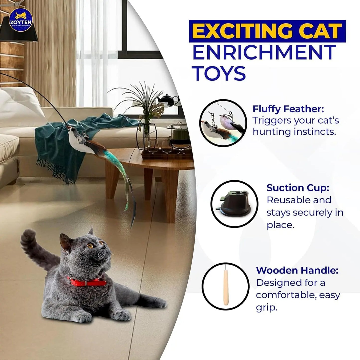 Juguete Interactivo 10 en 1 para Gatos con Ventosa