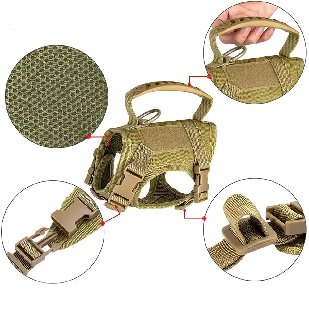 Arnés Táctico Ajustable para Perros Pequeños y Gatos