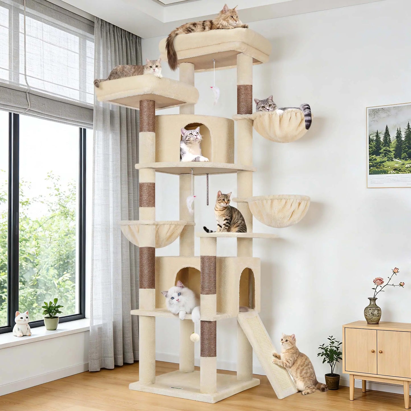 Torre Rascadora Premium de 76 Pulgadas para Gatos Grandes