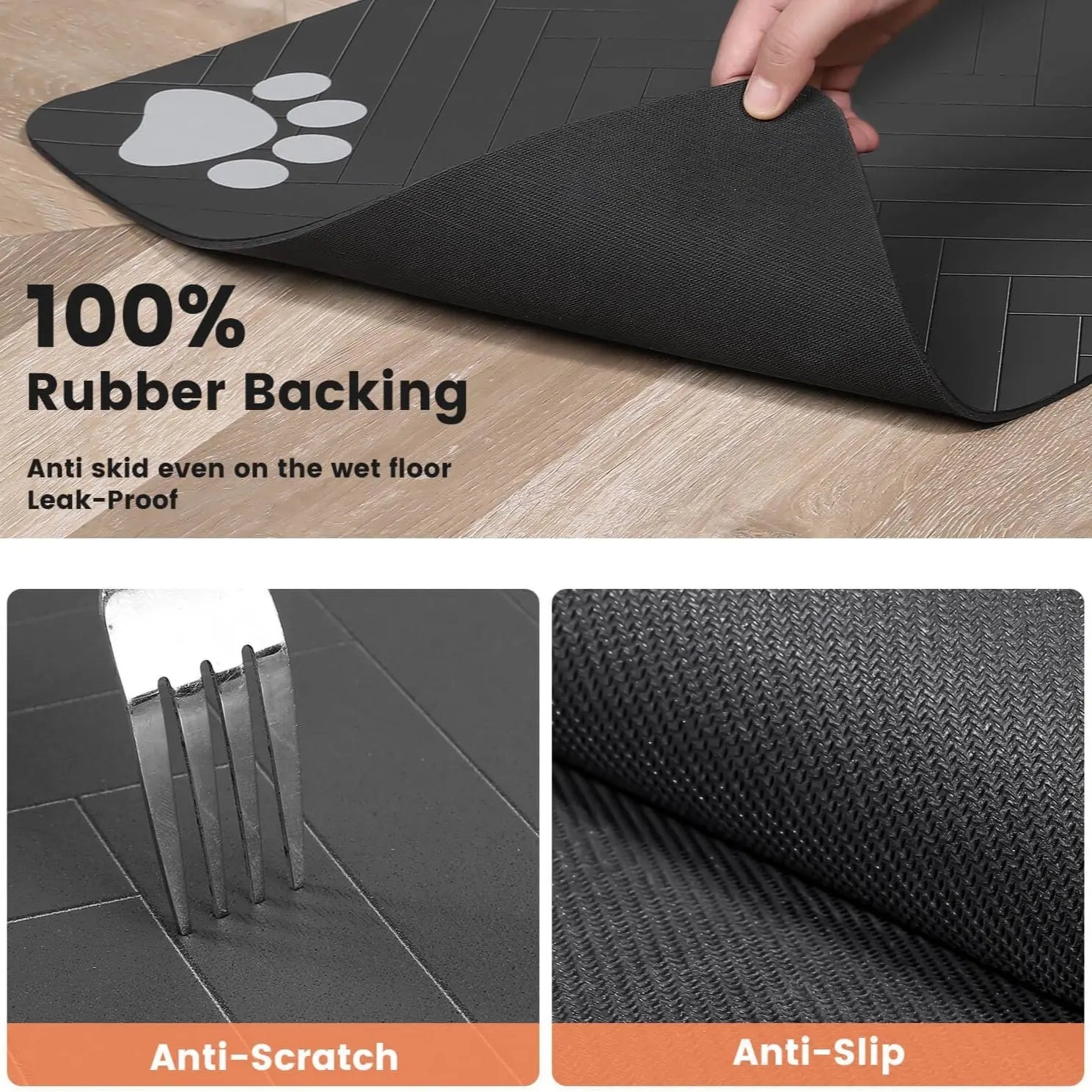 Tapete Absorbente Impermeable para Comida y Agua de Mascotas