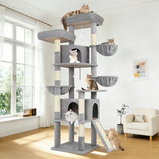 Torre Rascadora Premium de 76 Pulgadas para Gatos Grandes