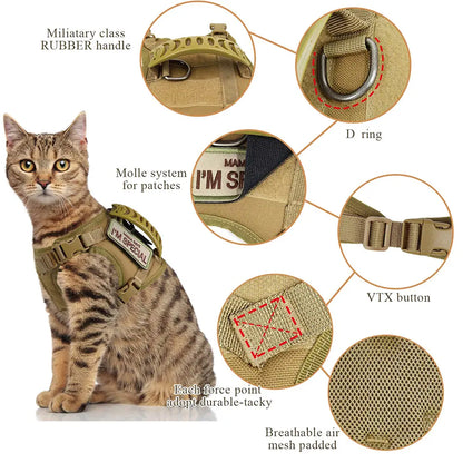 Arnés Táctico Ajustable para Perros Pequeños y Gatos